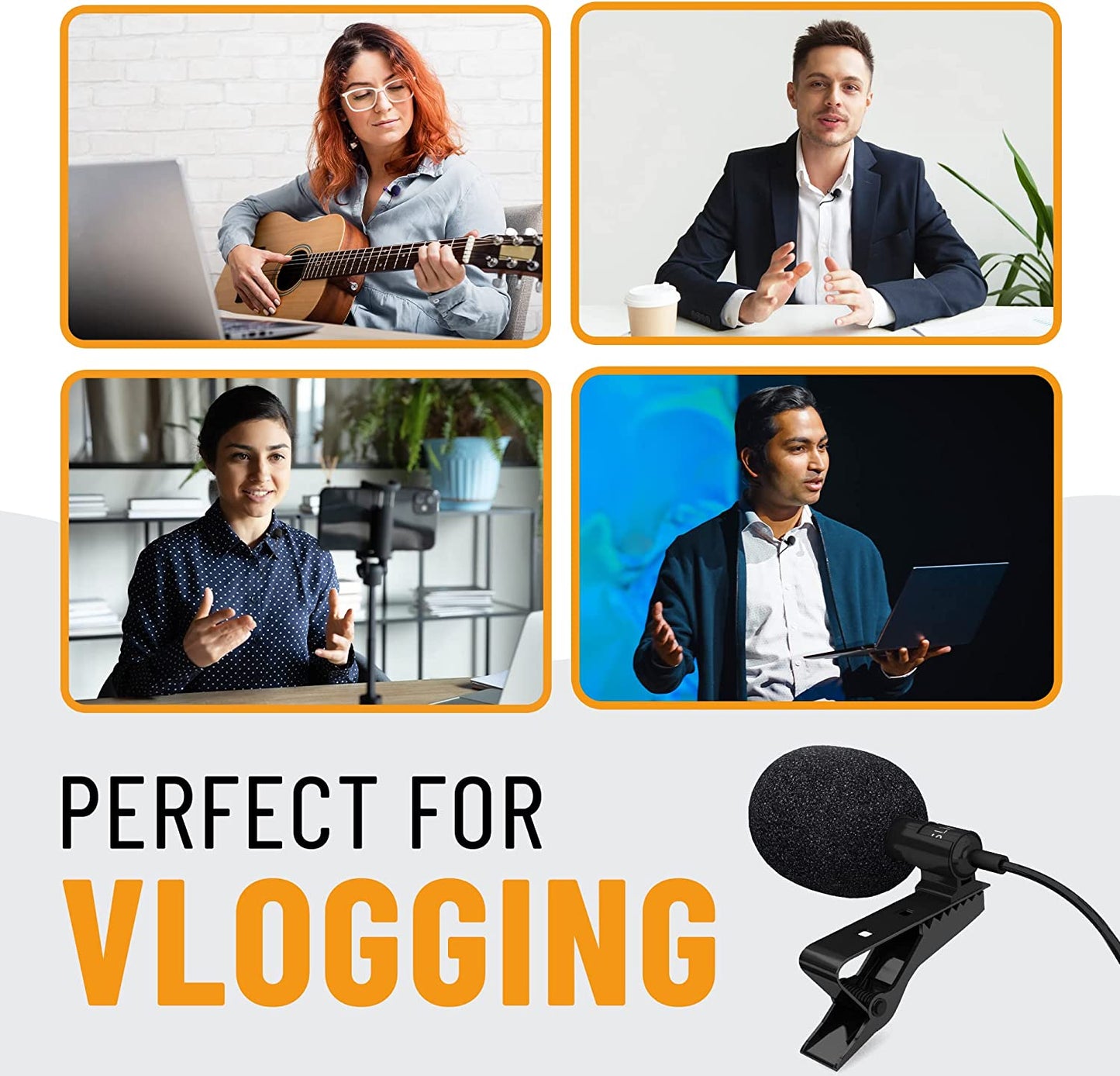 SLINT Lapel Microphone 2 Pack- Clip-On Microphones with Omnidirectional Condenser - Lavalier Lapel Mic Compatible with Android, Gopro, DSLR - Lav Mic for Youtube Recording  SLINT   