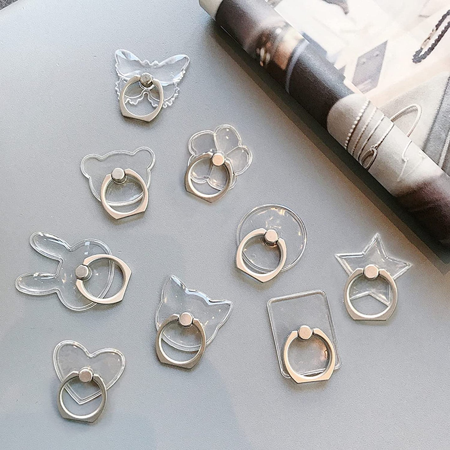 [2 Pack] Transparent Butterfly Finger Ring Cell Phone Ring Holder Stand,360 Degree Rotation and 180 Degree Adjustable Finger Ring Kickstand with Polished Electroplated Phone Grip  Wansurs   