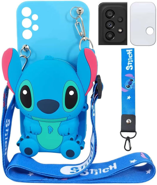 Didicose for Samsung Galaxy A53 5G Case Cute 3D Cartoon Purse Wallet with Lanyard Wrist Strap Soft Silicone Cover Camera Lens Protector for Samsung Galaxy A53 5G Alien Dog Blue  DiDicose   