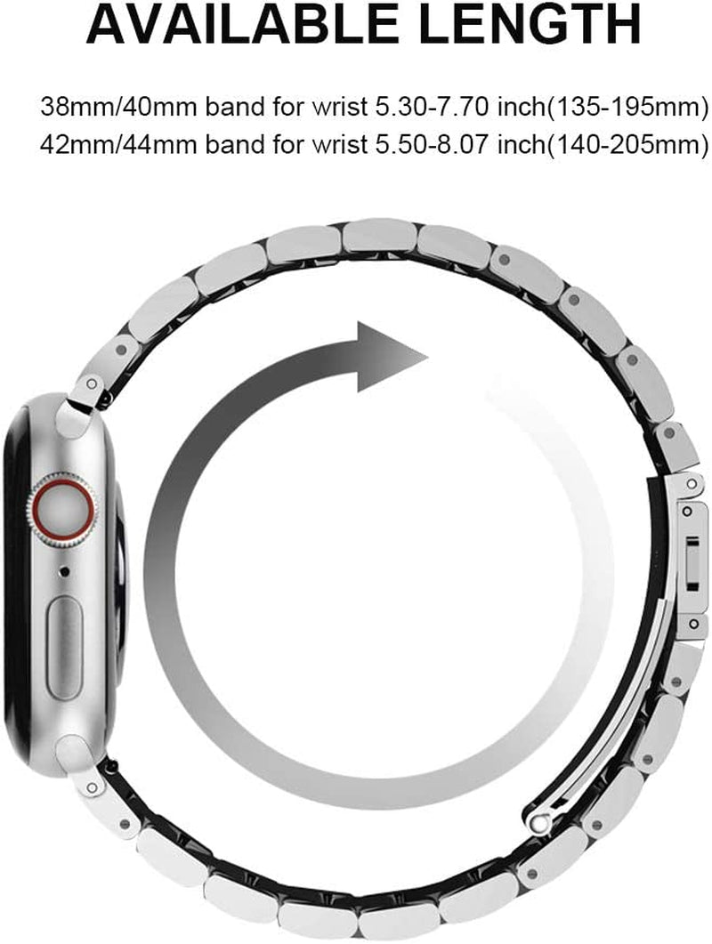 U191U Band Compatible with Apple Watch Stainless Steel Wristband Metal Buckle Clasp Iwatch 38Mm 40Mm 41Mm Strap Bracelet for Apple Watch Series 7/6/5/4/3/2/1 Sports Edition (Silver/Gold, 38/40/41MM)  U191U   