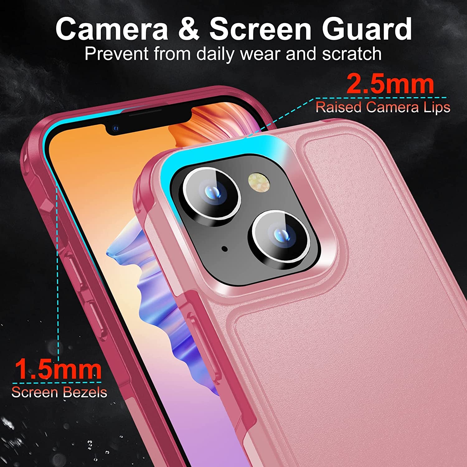 Xiwxi Magnetic for Iphone 14 Case [Compatible with Magsafe][Military Grade Drop Protection] [Glass Screen Protector+Camera Lens Protector] Non-Slip Full-Body Shockproof Phone Case,Pink  xiwxi   