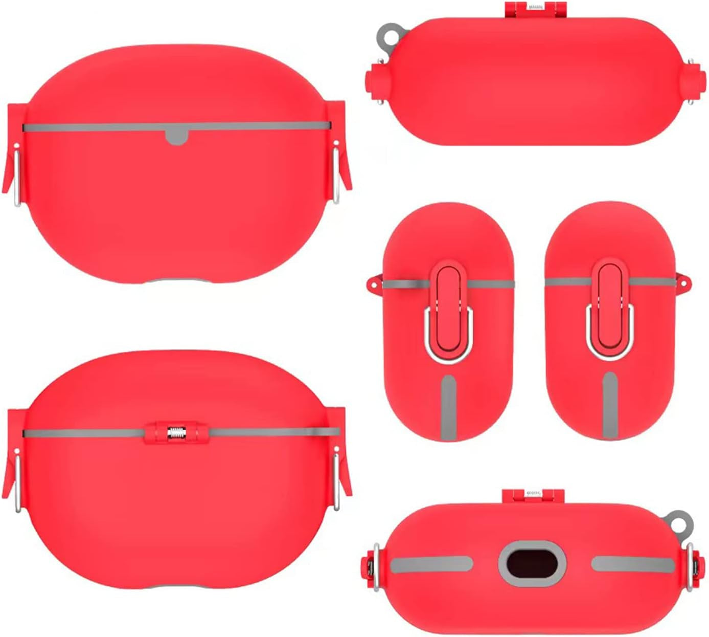 [Upgrade Secure Lock] Beats Studio Buds Case 2021, VAEKNVG Shock-Absorbing Protective Armor Cover for Beats Studio Earbuds Accessories, TPU Hard Shell with Carabiner & Lanyard (Red)  VAEKNVG   