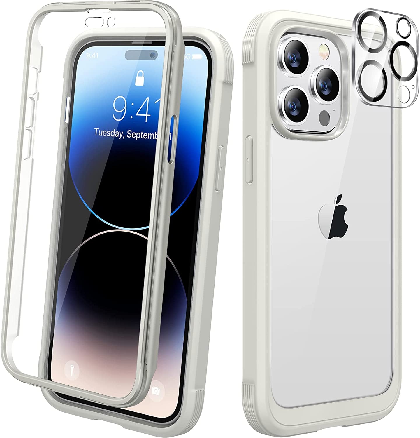 Diaclara Designed for Iphone 14 Pro Case 6.1’’, [2023 Upgraded] Full Body Rugged Case W/Built-In Touch Sensitive Anti-Scratch Screen Protector+9H Tempered Glass Camera Lens Protector (Bean Yellow)  Diaclara   