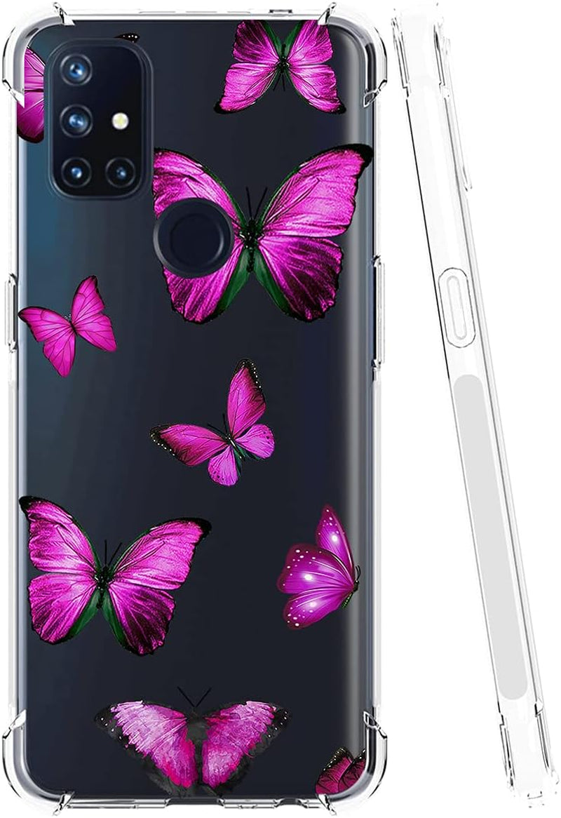 Vokuha for Oneplus Nord N10 5G Case, Oneplus N10 5G Case for Girls Women, Clear Slim Shockproof Pattern Soft Flexible TPU Rubber Back Phone Protective Cover Cases for Oneplus Nord N10 5G (Butterfly)  Vokuha   