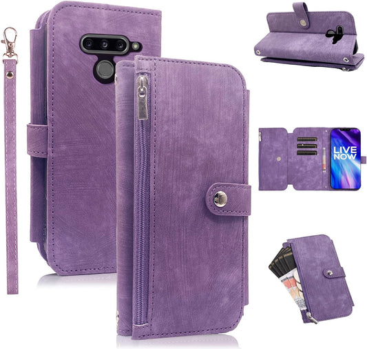 Compatible with LG V40 Thinq Wallet Case Flip Credit Card Holder Cell Phone Cover for Folio Purse Lanyard Wrist Strap Rugged Slot Mobile LGV40 Storm V 40 Thin Q V40Thinq LG40 40V 40Thinq Women Purple  Furiet   