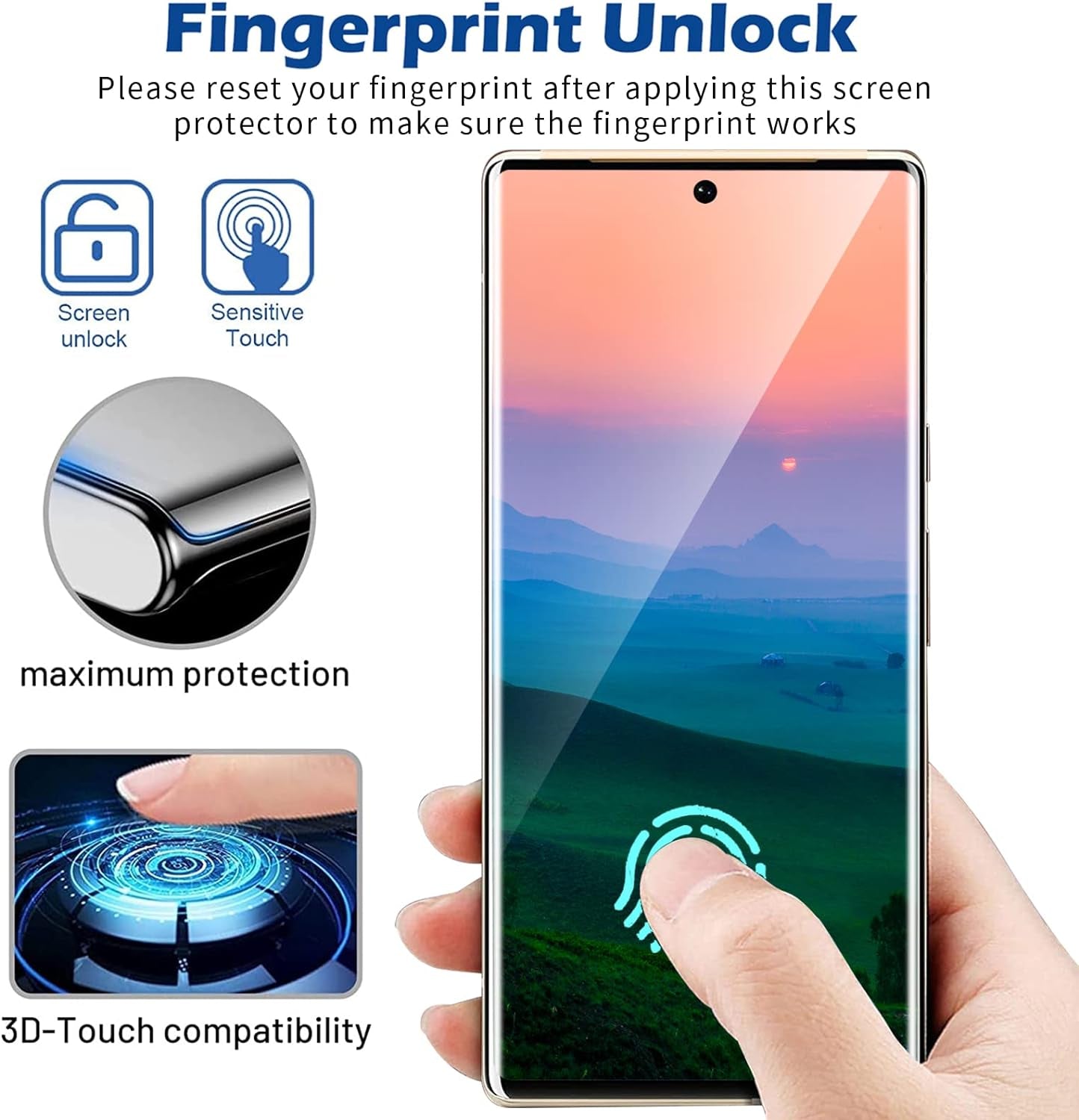 [2+2 Pack] Google Pixel 6 Pro Screen Protector, 9H Tempered Glass, Ultrasonic Fingerprint Support, 3D Curved,Hd Clear Scratch Resistant for Google Pixel 6 Pro 5G Glass Screen Protector  Arshek   