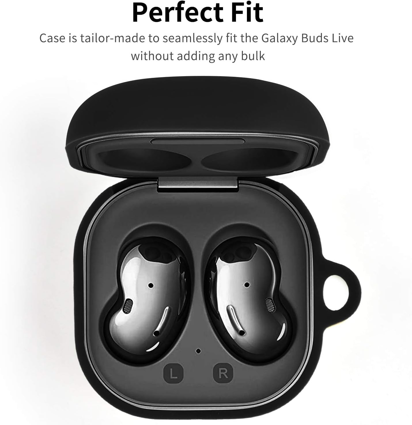 Filoto Case for Samsung Galaxy Buds 2 (2021) / Galaxy Buds Pro (2021) / Galaxy Buds Live/Buds 2 Pro, Cute Silicone Earbuds Protective Case Cover with Bracelet Keychain (Black)  Kerle   