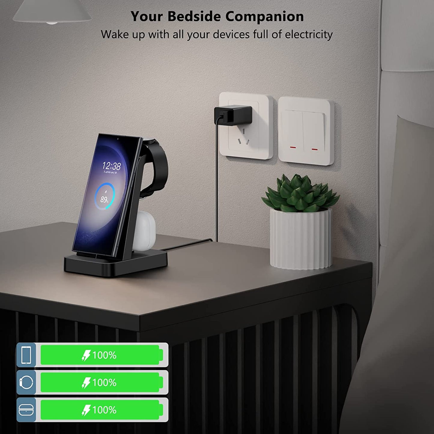 Charging Station for Samsung: 3 in 1 Fast Charger Station for Samsung S23 Ultra S22 S21 Note20 10 Z Flip Z Fold - Wireless Watch Charger for Galaxy Watch 5 Pro 4 3, Galaxy Buds Charging Dock Stand  SHENZHEN GTL TECHNOLOGY CO .,LTD   