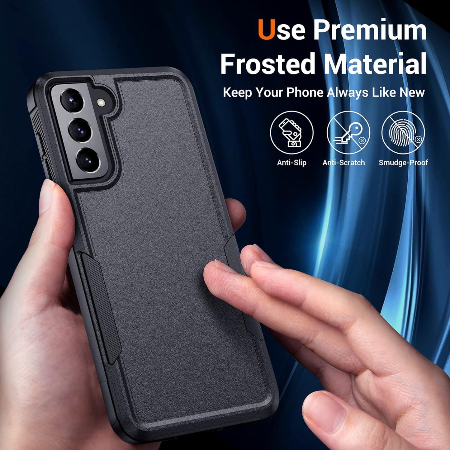 SPIDERCASE for Samsung Galaxy S21 Case,[10 FT Military Grade Drop Protection] [2 Tempered Glass Screen Protector+2 Tempered Camera Lens Protector] Heavy Duty Shockproof Cover for Galaxy S21,Black  SPIDERCASE   