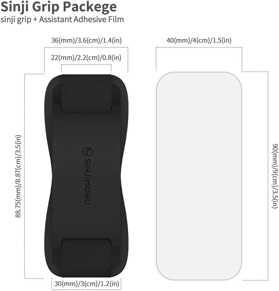 Sinjimoru Silicone Mobile Phone Grip with Stand, Cell Phone Stand for Desk & Secure Iphone Holder Strap for All Smartphone. Sinji Grip Silicone Black  Sinjimoru Co., Ltd   