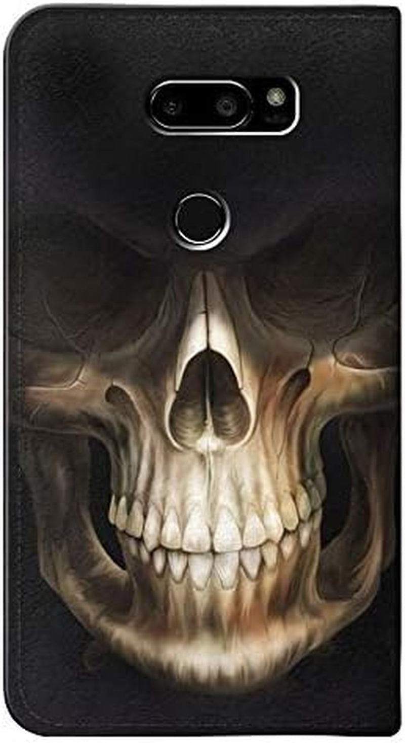 RW1107 Skull Face Grim Reaper PU Leather Flip Case Cover for LG V30, LG V30 Plus, LG V30S Thinq, LG V35, LG V35 Thinq  jjphonecase   
