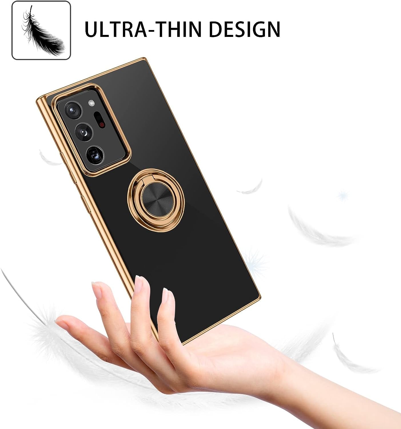 DUEDUE for Samsung Galaxy Note 20 Ultra Case with Ring Holder Kickstand 360 Degree Rotation Magnetic Car Finger Soft TPU Slim Cover Protective Phone Case for Samsung Note 20 Ultra 5G 6.9", Black  DUEDUE   