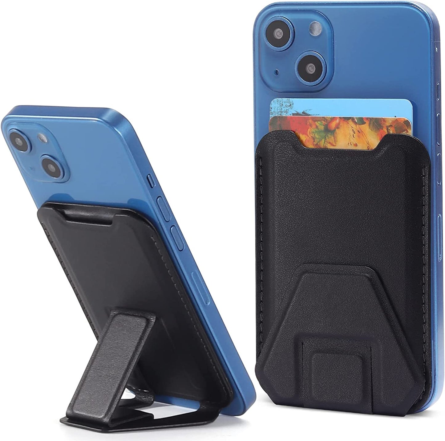 Magnetic Card Wallet Holder for Apple Magsafe, Phone Stand & Card Holder Magnetic Wallet for Apple Iphone 13/12 Magsafe Wallet, Leather Magsafe Wallet for Back of Iphone 13 Iphone 12 Series, Black  TopMade   