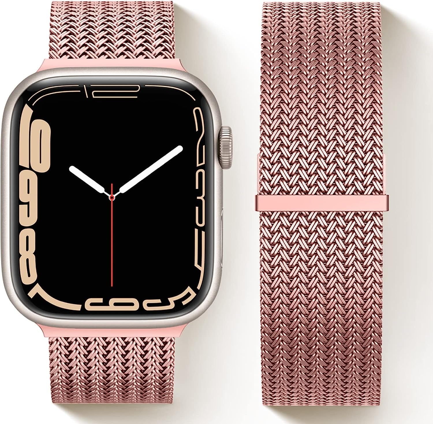 Amzpas Stainless Steel Metal Magnetic Band Compatible with Apple Watch 41Mm 45Mm 40Mm 38Mm 42Mm 44Mm / Series 7 6 5 4 3 2 1 SE, Fashion Braided Mesh Milanese Loop Replacement Iwatch Bands Women Men  Amzpas   
