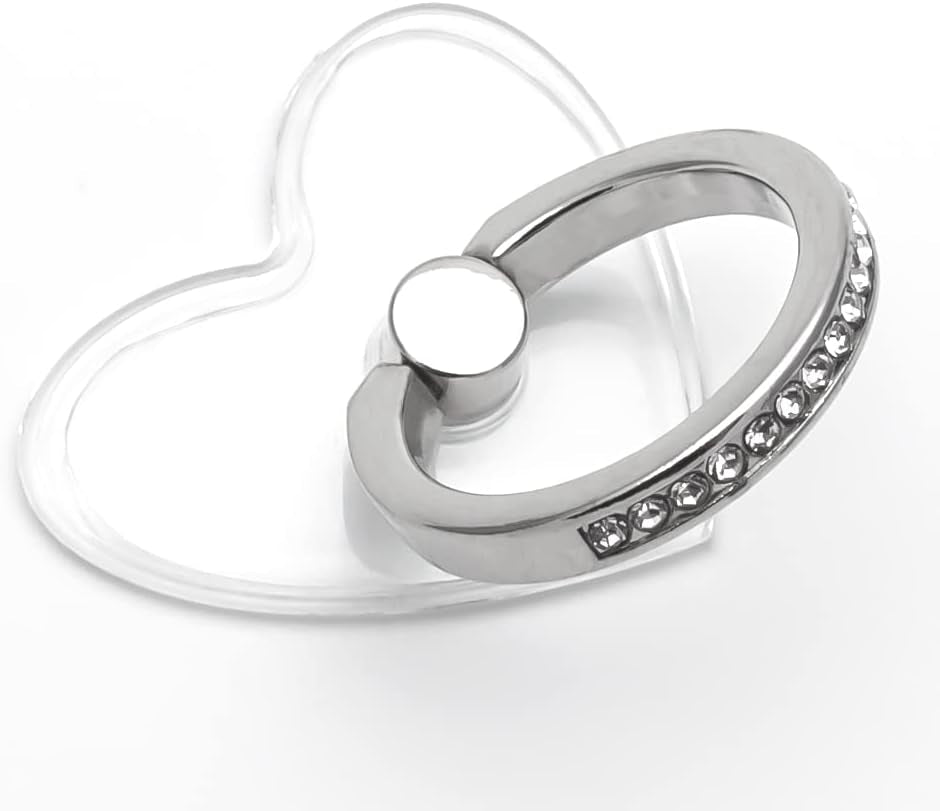 WOGROO Cell Phone Ring Holder Stand Compatible All Mobile Phones or Phone Cases, Transparent Phone Ring Holder Finger Kickstand 360°Degree Rotation Clear Phone Ring Grip, Bear  WOGROO Silver-Love  