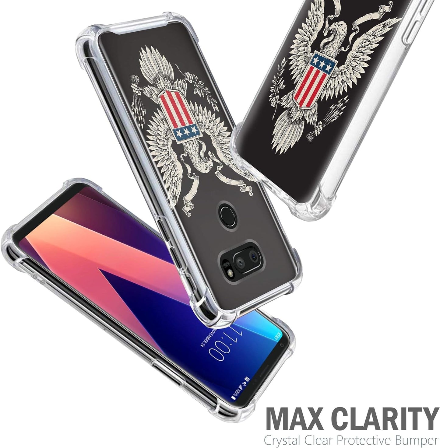 Casesondeck Case Compatible with [LG V30S Thinq and LG V30] Slim Precise Fit TPU Case, Scratch Protection Unique Design (Eagle USA Crest)  CasesonDeck   