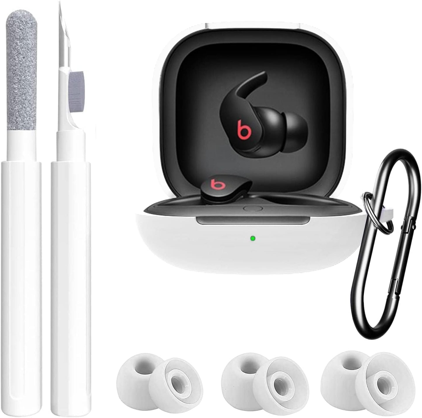 U.Ehome [4 in 1] for Beats Fit Pro Case Cover with Cleaner Kit&Replacement Eartips(S/M/L),Cover Compatible with Beats Fit Pro 2021 Earbuds Armor，Soft Silicone Beats Fit Pro Case with Keychain  U. EHome   