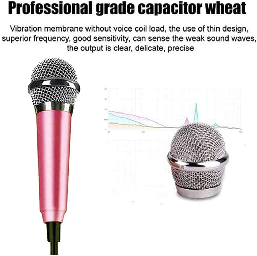 Mini Portable Vocal Microphone for Mobile Phone, Computer, Tablet, Recording Chat and Singing（Pink）  DELADOLA   