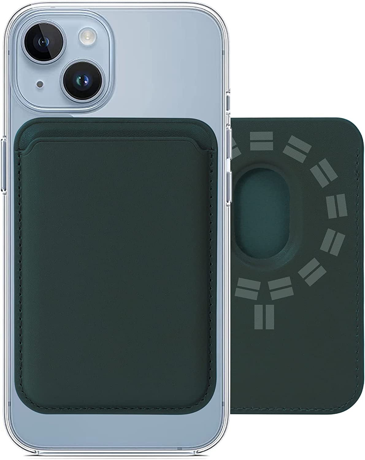 COMWINN Mag Safe Wallet with Double-Row Magnets - Minimalism Leather Mag Safe Card Holder - Slim Magnetic Wallet for Iphone 14/13/12 Series Model and Magsafe Case - Max Fit 3 Cards Black  COMWINN Dark Green  