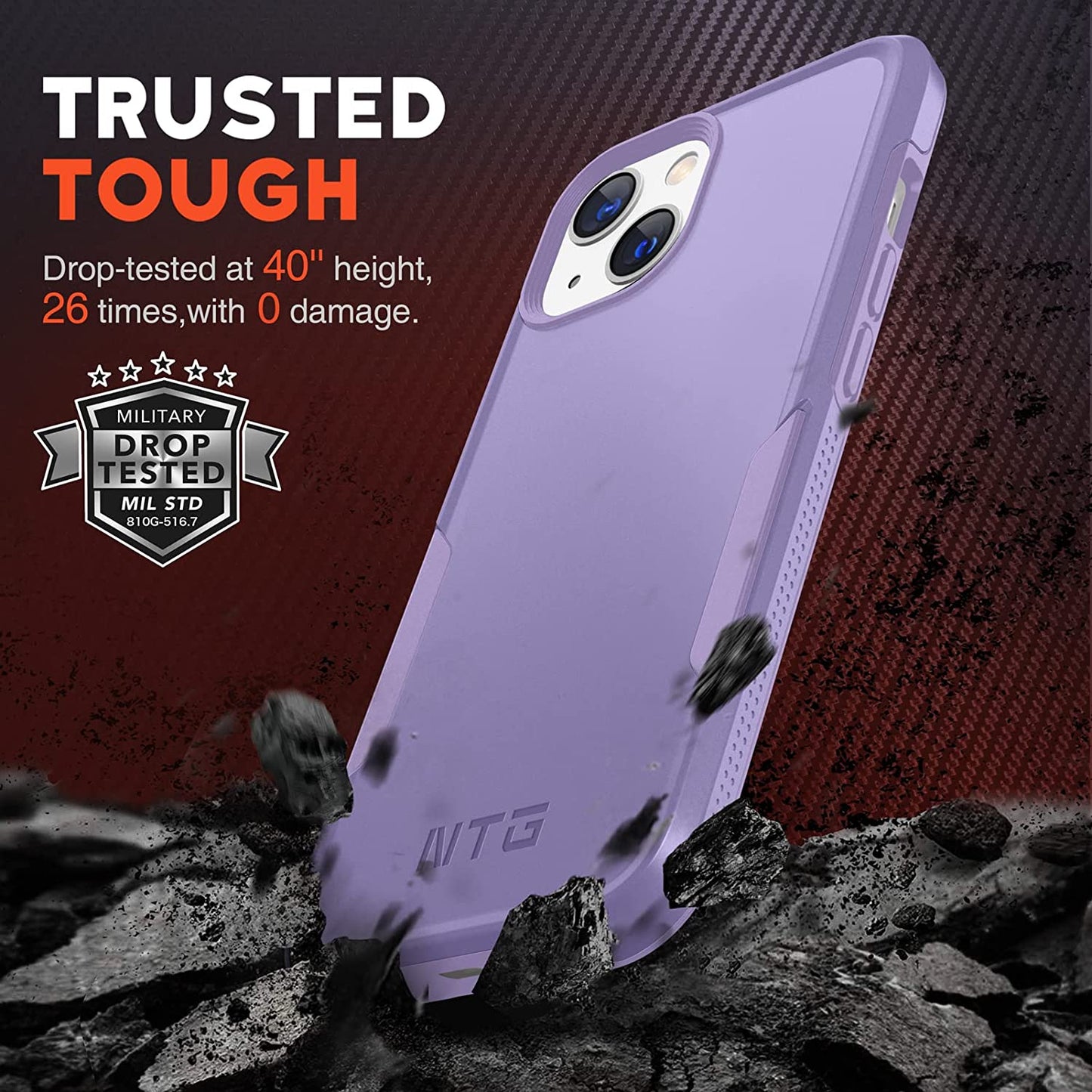 NTG Shockproof Designed for Iphone 13 Case [2 Layer Structure Protection] [Military Grade Anti-Drop] Lightweight Shockproof Protective Phone Case for Iphone 13 6.1 Inch, Purple  NTG   