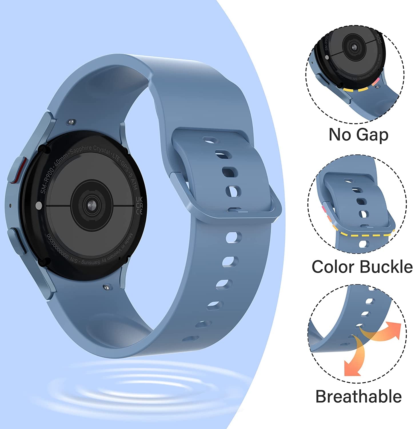 GGKING 10 Pack Compatible with Samsung Galaxy Watch 5 Band Galaxy Watch 4 Band 40Mm 44Mm Galaxy Watch 5 Pro 45Mm Galaxy Watch 4 Classic 42Mm 46Mm Gapless Soft Strap Silicone No Gap Wristband for Women Men  GGKING   