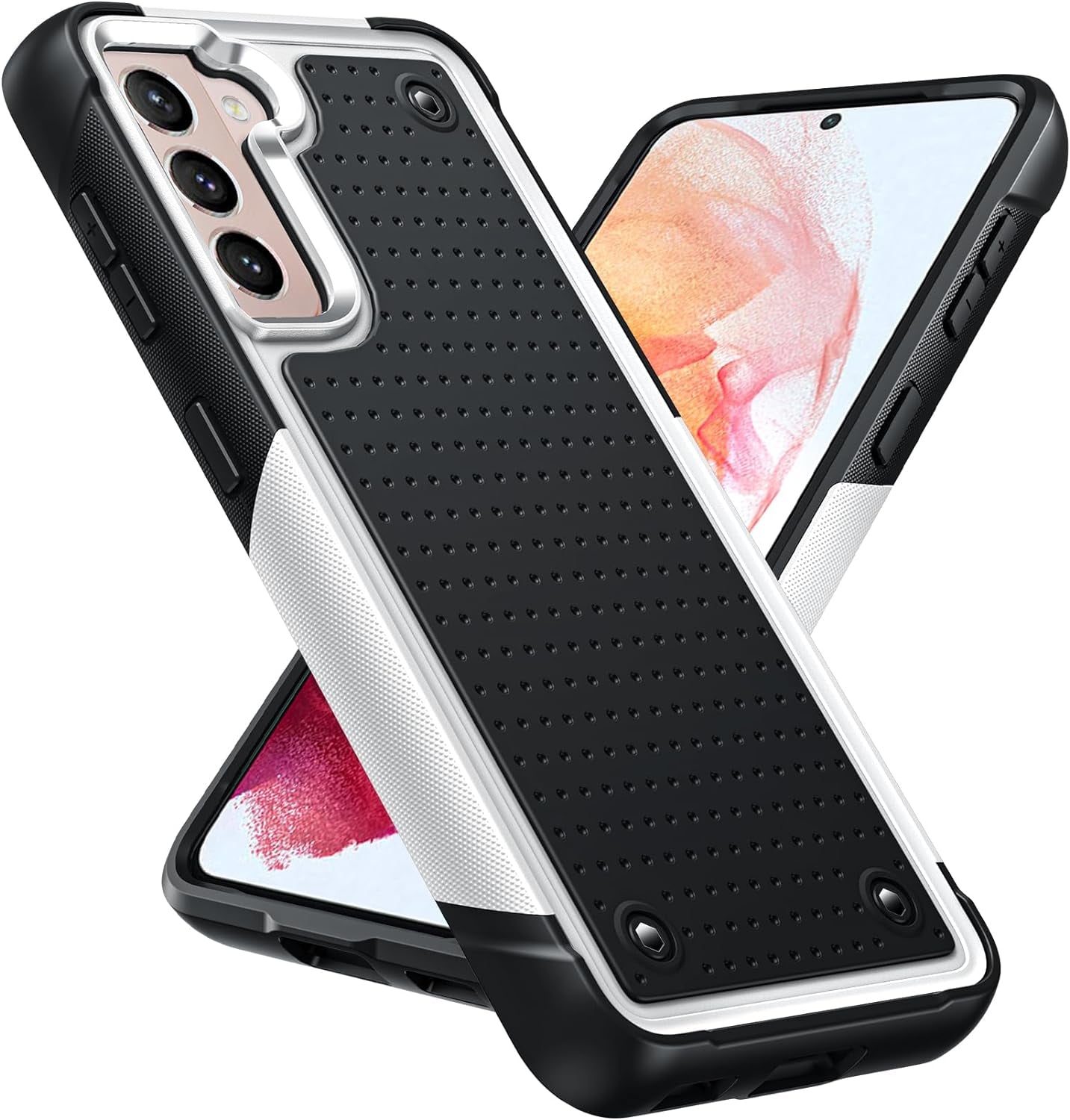 Leyi for Samsung Galaxy S21+ plus Case, Samsung S21 plus Case 5G, Shockproof Heavy Duty Dual Layer Protective Hard PC Textured Back & Soft Bumper Case for Galaxy S21 Plus, Black  LeYi White Samsung Galaxy S21 5G 