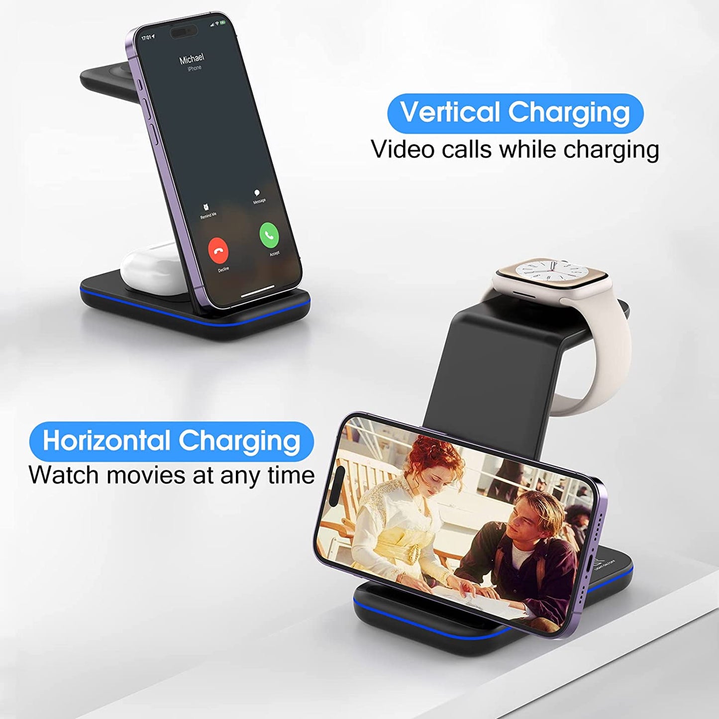 Wireless Charger 3 in 1 for Iphone/Iwatch/Airpods Devices, Charging Station for Iphone 14/13/12/11/Pro Max/Se/X/Xs/Xr/8, Multi Charger Stand for Apple Watch Iwatch 8/7/6/SE/5/4/3/2, Airpods 3/Pro/2  Guanyu(Dongguan) Intelligent Technology Co.,Ltd   