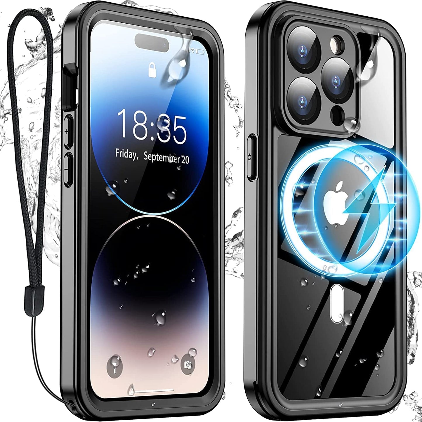 Temdan [Real 360 for Iphone 13 Case Waterproof, Built-In 9H Tempered Glass Camera Lens & Screen Protection [12FT Military Dropproof][Full-Body Shockproof][Dustproof][Ip68 Underwater]-6.1 Inch Black  Temdan   