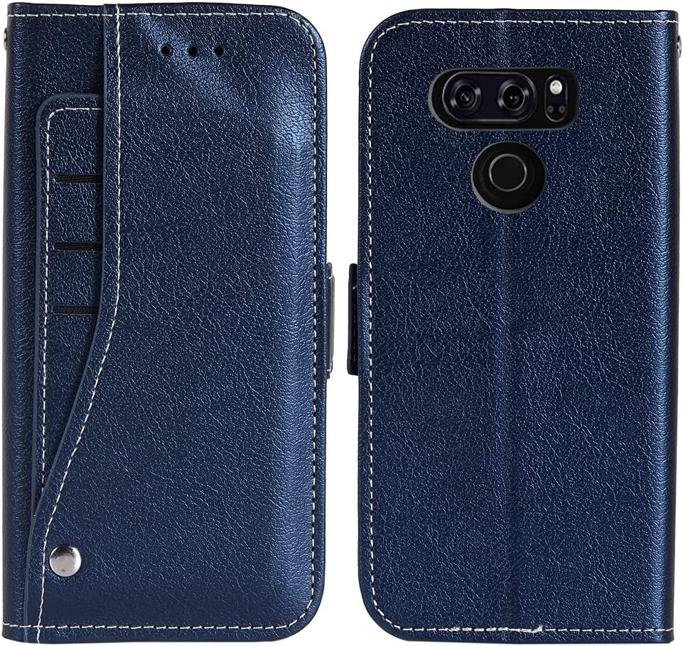Asuwish Compatible with LG V35 Thinq V30 plus Wallet Case Wrist Strap Lanyard Leather Flip Cover Card Holder Stand Cell Accessories Phone Cases for LGV30 LGV35 LG30 LG35 V30 35 V30+ V30S H931 Blue  Asuwish   
