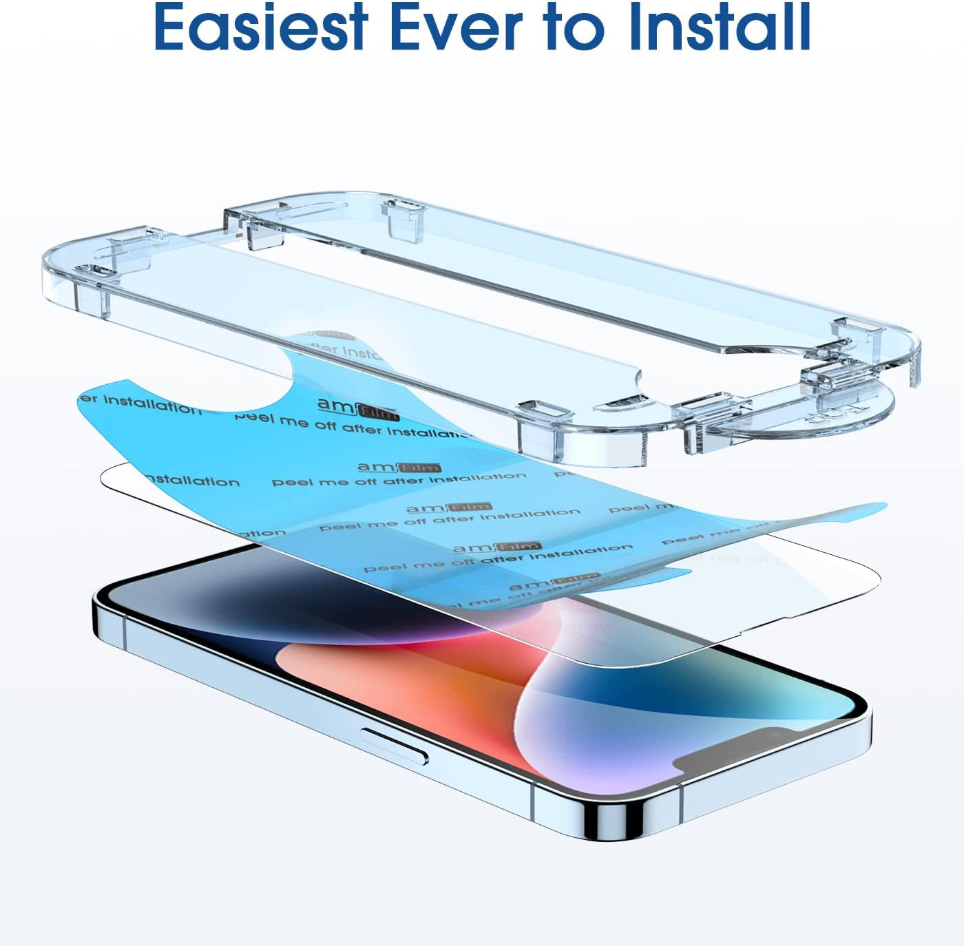 Amfilm Onetouch Compatible with Iphone 14 6.1"/Iphone 13/Iphone 13 Pro 6.1" Screen Protector Tempered Glass Edge to Edge Full Coverage with Easy Installation Kit  TechMatte   