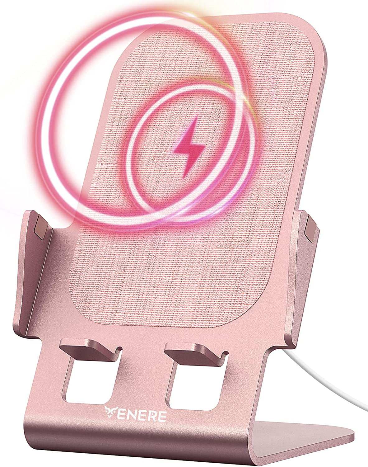 Wireless Charger, 15W Fast Wireless Charging, Ultra-Thin Aluminum Alloy Cell Phone Stand, Compatible with Iphone 14/13/12/11/X/8 Series, Samsung, Motorola, Huawei, Oneplus, Pixel, Qi Certified Device  Venere Light Pink  