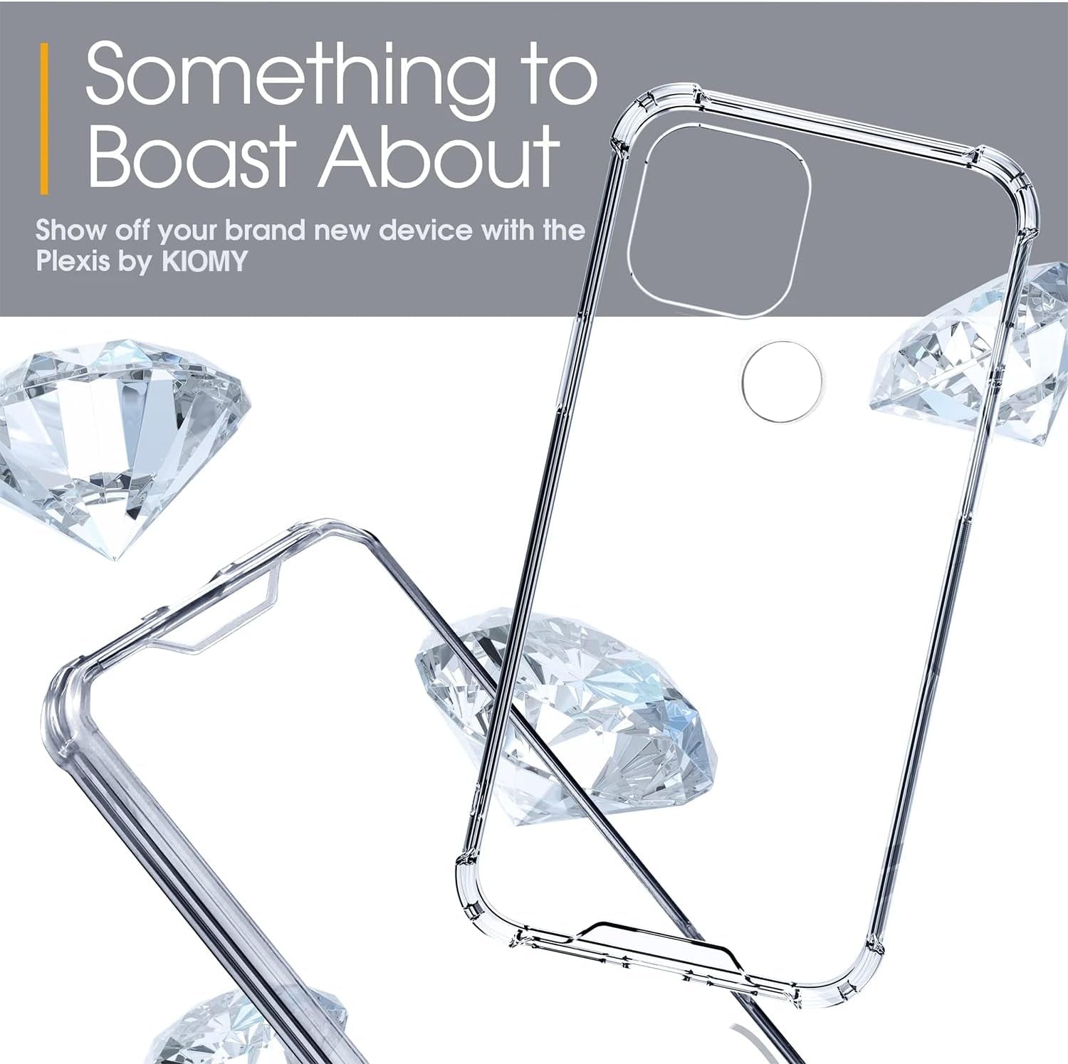 KIOMY Google Pixel 5 Case Diamond Clear with Hybrid anti Yellow Design Hard PC Back Shell with TPU Raised Bezel Shockproof Bumper Protective Ultra Transparent Slim Fit and Thin Cell Phone Cover  KIOMY   