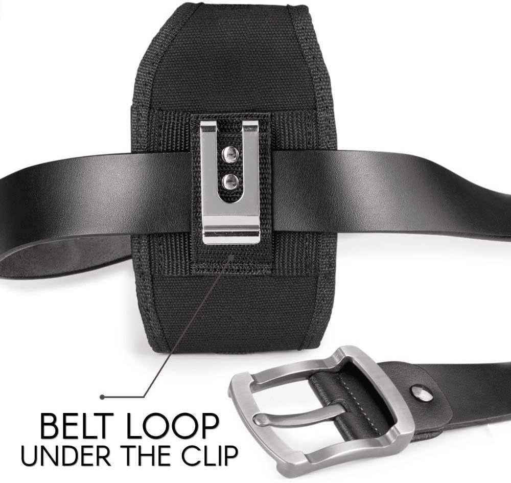 AGOZ Carrying Case for LG V30, V30+, V30S Thinq, V35 Thinq, Heavy Duty Rugged Canvas Vertical Holster Pouch Cover with Strong Metal Clip Belt Loops Black  AGOZ   