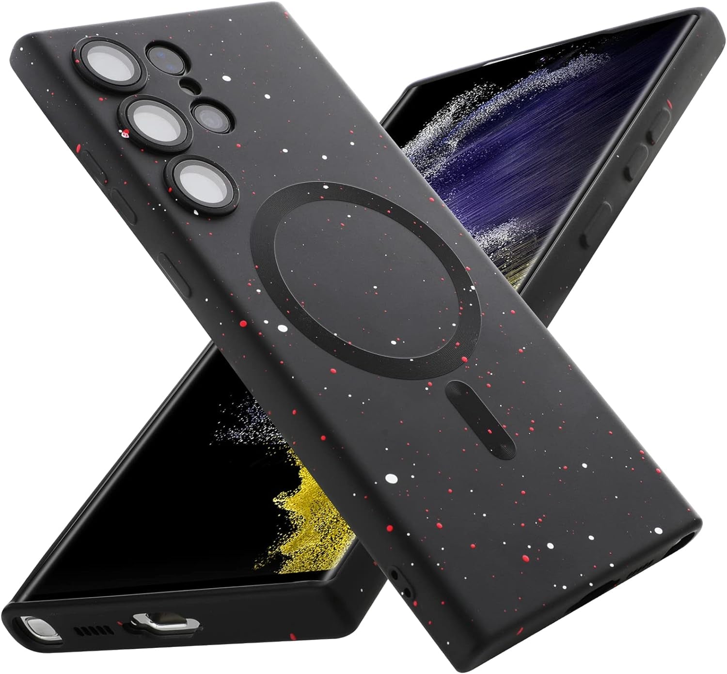 LEOMAKRON for Samsung Galaxy S22 Ultra Case Magnetic Silicone Case Compatible with Magsafe Shiny Spot S22 Ultra Soft Silicone Gel Rubber Bumper Magnetic Case Shockproof Case Black  LEOMAKRON   