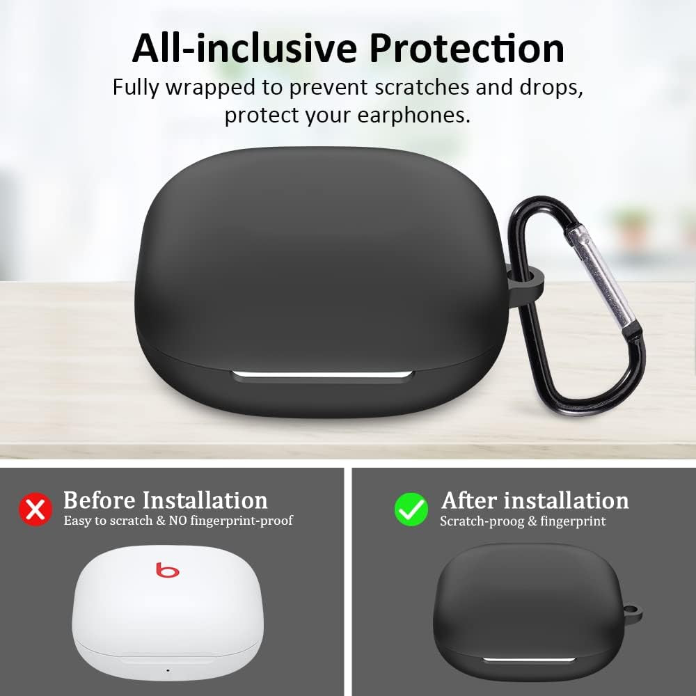 LEWOTE Silicone Case Cover Compatible for Beats Fit Pro [Support Wireless Charging] (Black)  LEWOTE   