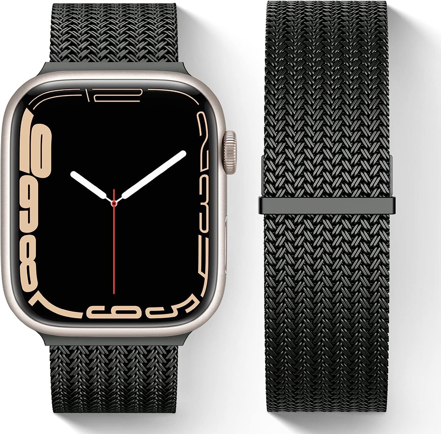 Amzpas Stainless Steel Metal Magnetic Band Compatible with Apple Watch 41Mm 45Mm 40Mm 38Mm 42Mm 44Mm / Series 7 6 5 4 3 2 1 SE, Fashion Braided Mesh Milanese Loop Replacement Iwatch Bands Women Men  Amzpas Black 38/40/41mm 