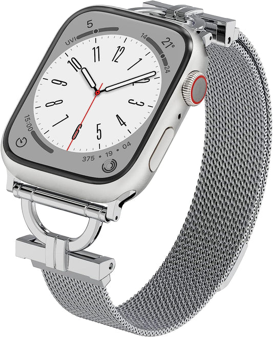 MOSINBAND Compatible with Apple Watch Band 42Mm 44Mm 45Mm 49Mm 38Mm 40Mm 41Mm,Slim Stainless Steel Mesh Loop Magnetic Clasp Strap for Iwatch SE & Series 8 7 6 5 4 3 2 1 Women Men  MOSINBAND   