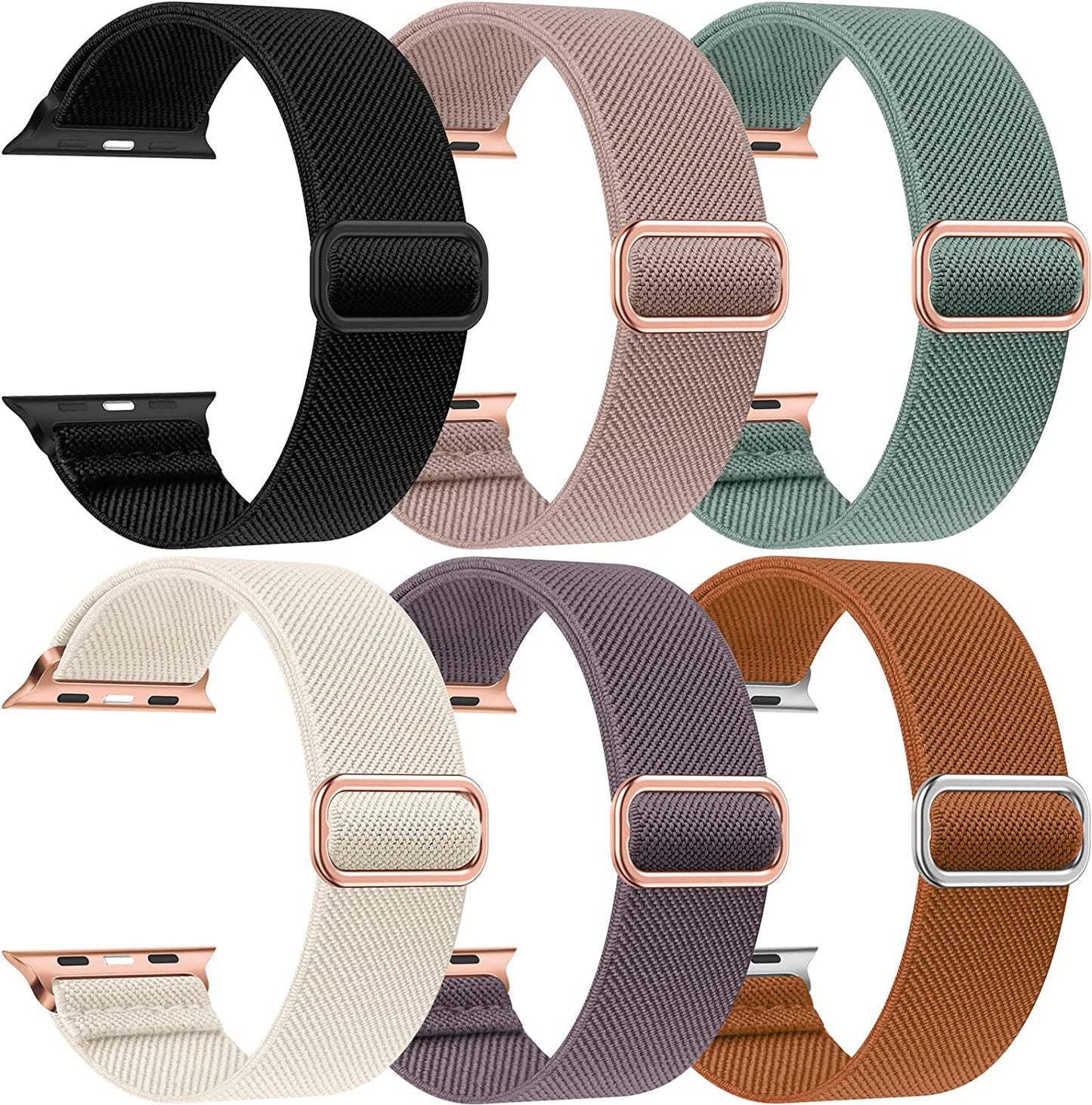 OYODSS 6 Pack Stretchy Solo Loop Band Compatible with Apple Watch Bands 38Mm 40Mm 41Mm 42Mm 44Mm 45Mm 49Mm, Nylon Sport Strap with Metal Connectors for Iwatch Ultra Series 8/7/6/5/4/3/2/1 SE Women Men  OYODSS   