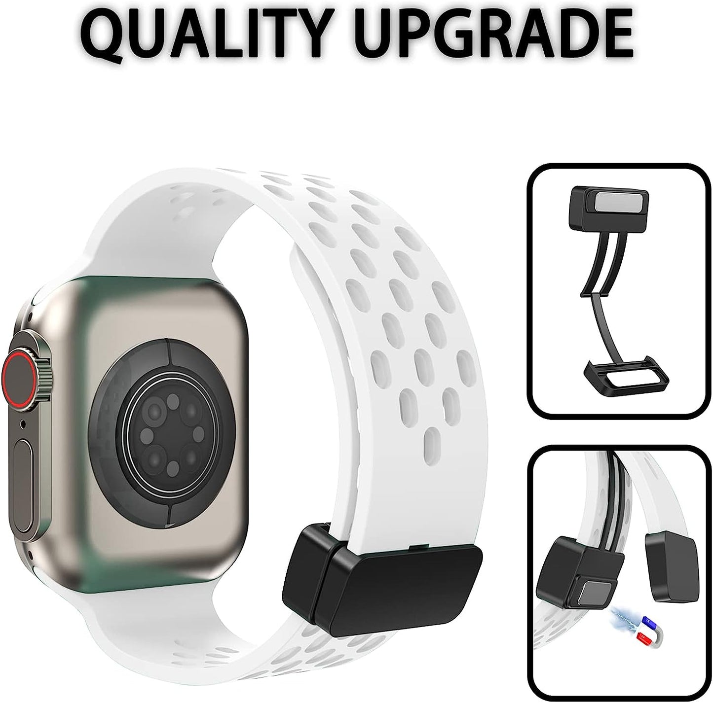 Magnetic Folding Buckle Sport Watch Band,Compatible with Apple Watch Band 38Mm 40Mm 41Mm 42Mm 44Mm 45Mm 49Mm,Soft Silicone Strap for Iwatch Ultra Series 8 7 6 5 4 3 2 1 SE, for Men Women  PZAZT   