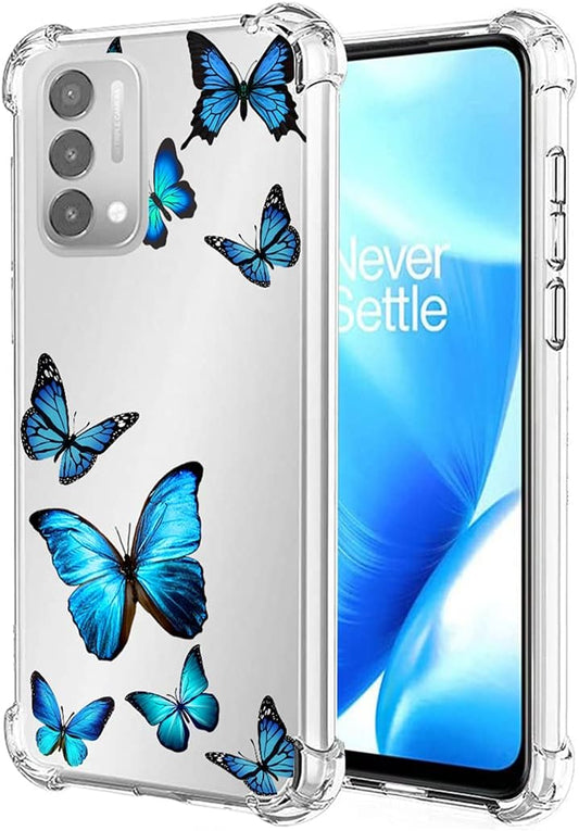 Vavies Case for Oneplus Nord N200 5G, Oneplus N200 5G Case for Girls Women, Slim Shockproof Clear Pattern Soft Flexible TPU Back Phone Protective Cover Cases for Oneplus Nord N200 5G (Blue Butterfly)  Vavies   
