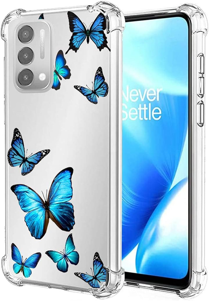 Vavies Case for Oneplus Nord N200 5G, Oneplus N200 5G Case for Girls Women, Slim Shockproof Clear Pattern Soft Flexible TPU Back Phone Protective Cover Cases for Oneplus Nord N200 5G (Blue Butterfly)  Vavies   