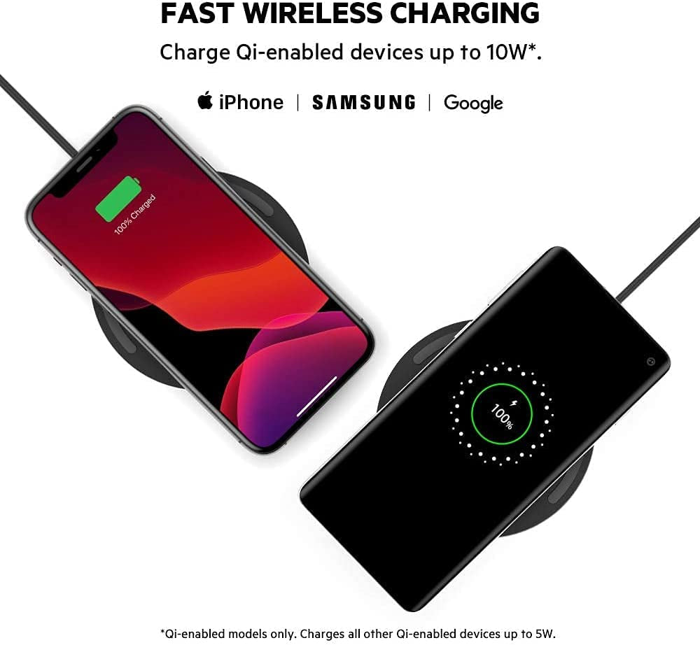 Belkin Wireless Charger - Qi-Certified 10W Max Fast Charging Pad - Quick Charge Cordless Flat Charger - Universal Qi Compatibility for Iphone, Samsung Galaxy, Airpods, Google Pixel, and More  Belkin   