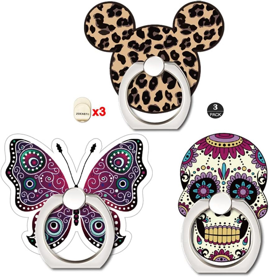 ZOSTLAND 3Pack Naughty Funny Blue Alien ET Handstand Stitch Phone Ring Universal 360°Adjustable Phone Case Finger Grip Stand Holder Desk Stent Mount Car Compatible with Iphone 13 12 11 MAX X plus Ipad  ZOEAST 3PCS Punk Style  