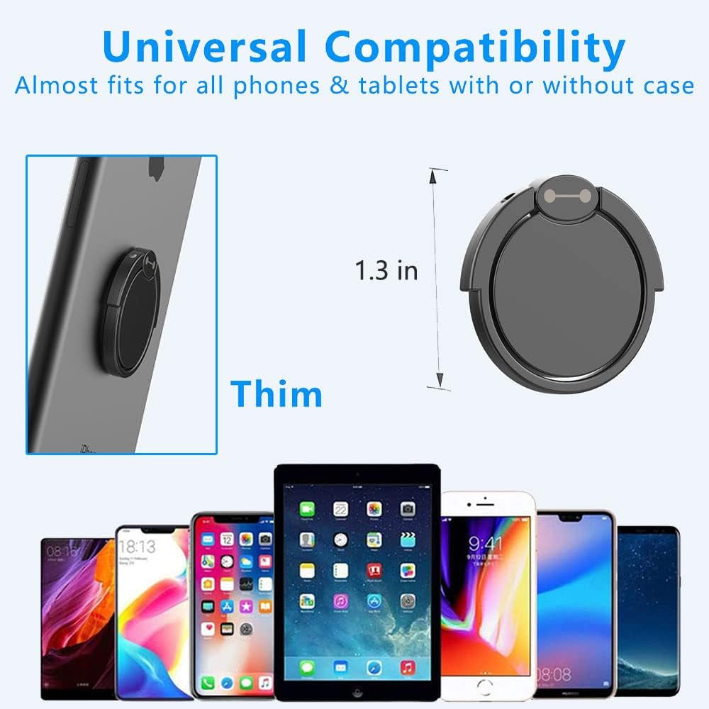 VOVIGGOL Cell Phone Ring Holder Finger Kickstand, 360° Rotation Cute Phone Ring Grip Phone Ring Stand Metal Phone Ring for Car Mount Magnetic Compatible with All Smartphones (Black)  VOVIGGOL   