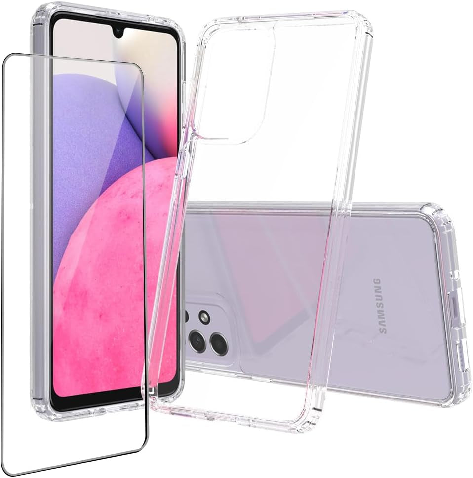 Niopiee for Samsung Galaxy A51 4G Case Crystal Clear Slim Hard Case Hybrid Shockproof Bumper with Tempered Glass Screen Protector Full Body Anti-Yellow Anti-Scratch Phone Protective Cover  NIOPIEE Galaxy A33 5G  