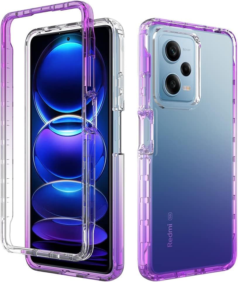 Pzwoxukhov Case for Redmi Note 12 Pro 5G Case Cover,Case for Xiaomi Poco X5 Pro High Transparency，Gradient Color,Anti-Drop Shock Absorption Case Black  Pzwoxukhov Purple Redmi Note 12 Pro 5G / Xiaomi Poco X5 Pro 