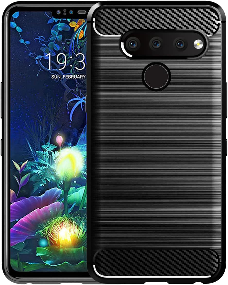 KOARWVC Phone Case for LG V40 Thinq Case, LG V40 V405 LM-V405 LM-V409N Case Carbon Fiber Shockproof Rugged Shield Anti-Scratch Soft TPU Back Cover Cases for LG V40 Thinq/Lg V40 (Black)  KOARWVC   