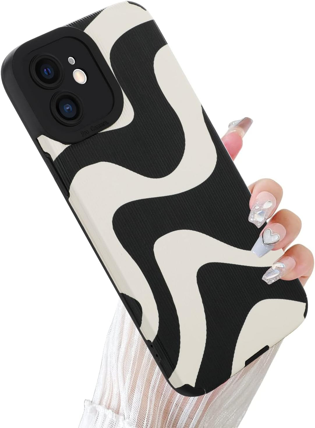 Wlxee Compatible Iphone 12 Pro Max 6.7 "2020 Wave Pattern Mobile Phone Case, Soft TPU Bumper Silicone Glue Mobile Phone Case Cute Zebra Pattern Pattern Designed for Female Girls  Wlxee For Iphone 11  