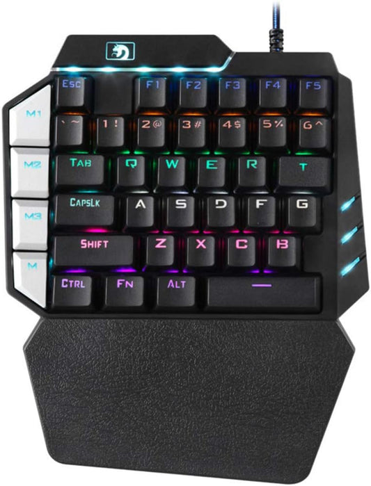 Ouyang RGB Mechanical Keyboard Single Hand Gaming 38-Key 7 Colors LED Backlit USB Wired Multi-Device Gaming Keyboard for Pc/Mac/Ipad/Iphone/Smartphone/Laptop,Compatible with Windows/Apple System  OuYang   