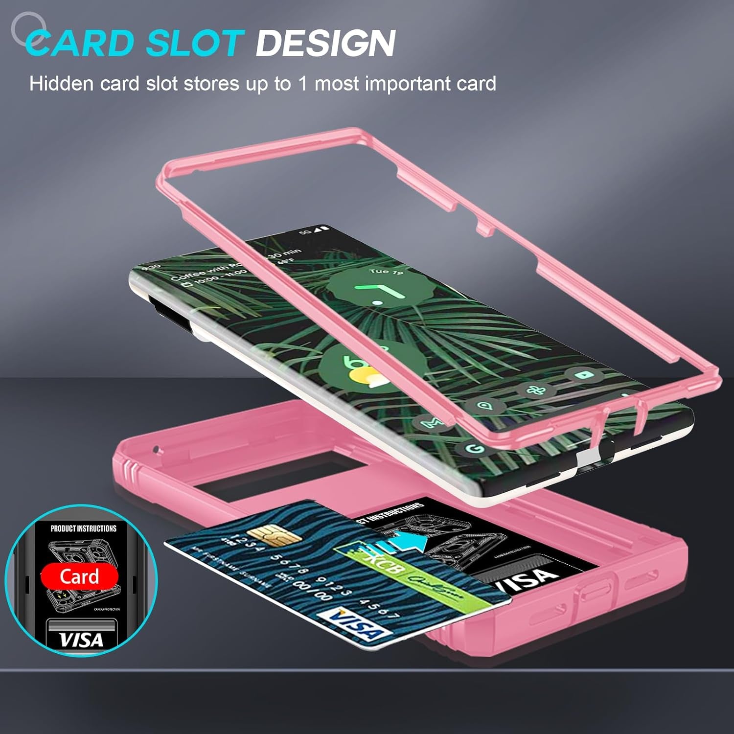 Leyi for Google Pixel 6 Pro Case: Case for Pixel 6 Pro with Slide Camera Cover, 360 Full Body Military-Grade Phone Case with Kickstand for Pixel 6 Pro, Pink  LeYi   